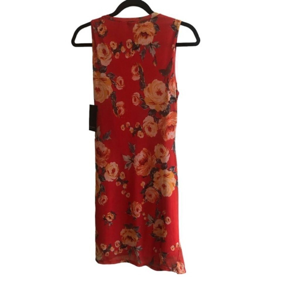 Floral Sheer Overlay Sleeveless Ruched Hem Slip Dress - Picture 3 of 7